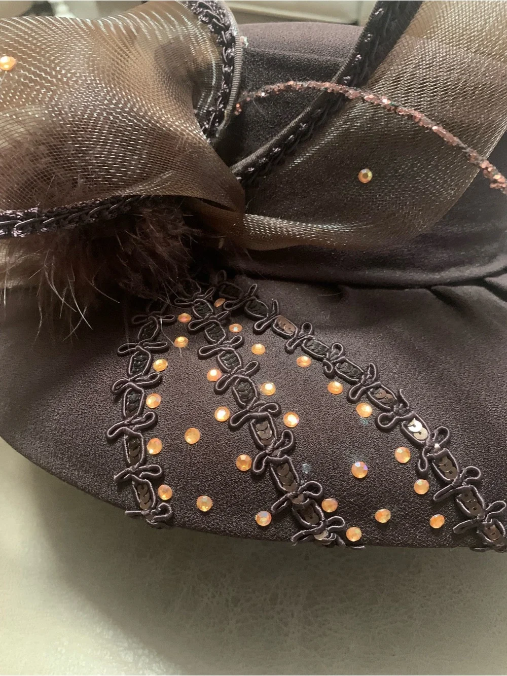 Vintage Gilbert & Ivy Womens Brown Wool Millinery Embellished Formal/Derby Hat